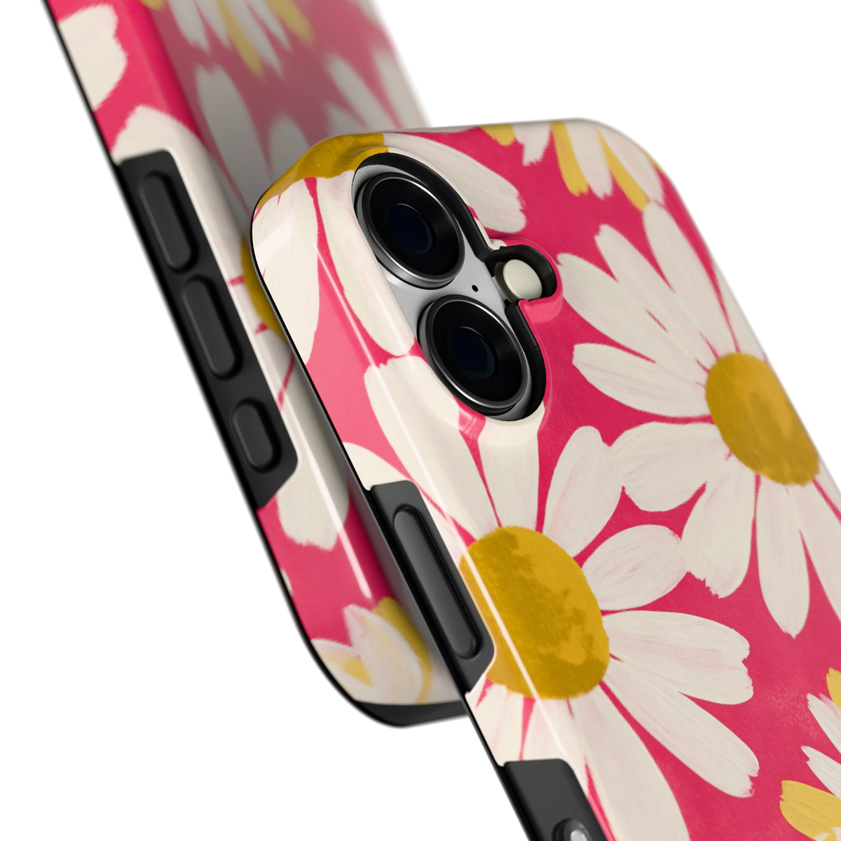 Geschilderde madeliefjes hoesje voor iPhone 16, close-up