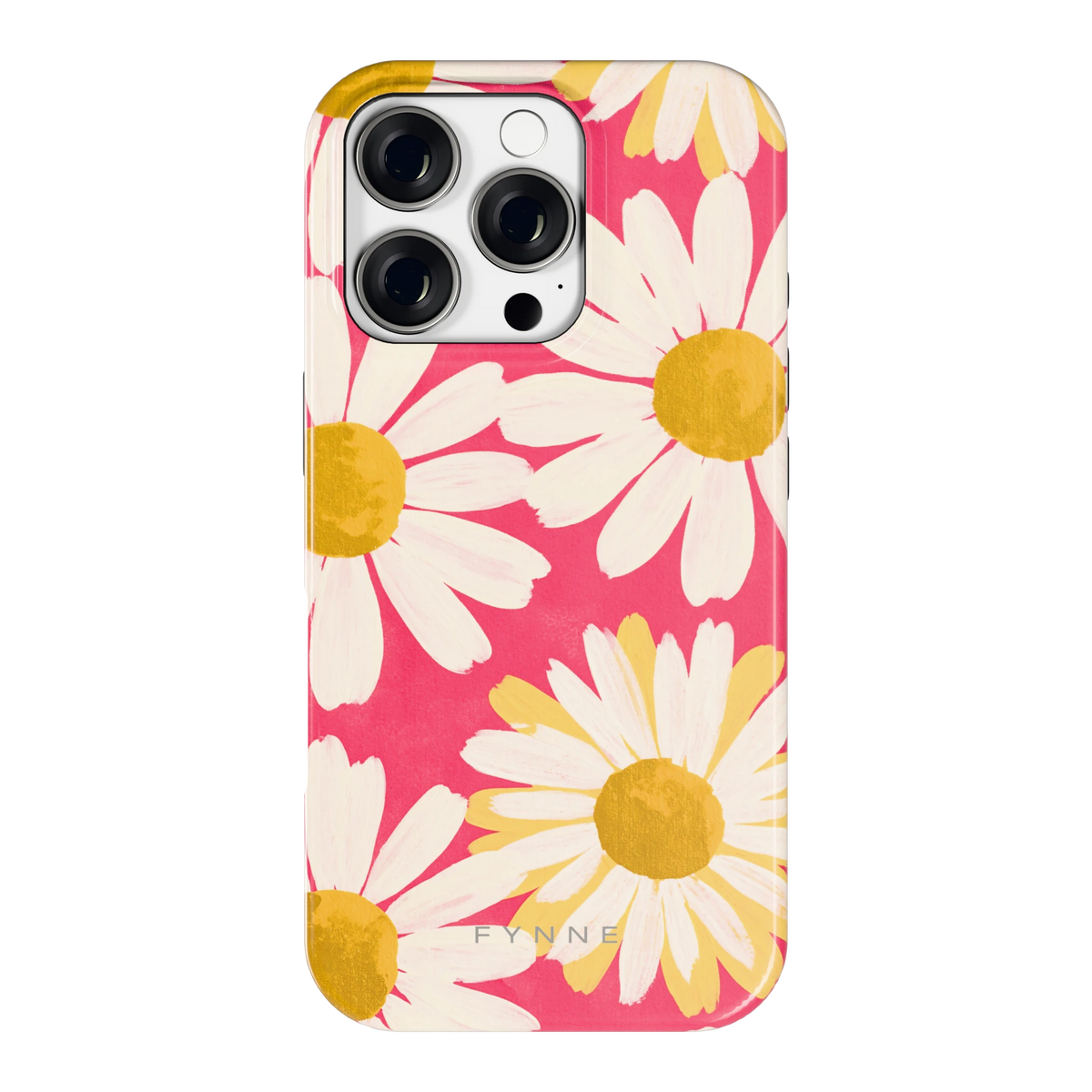 Geschilderde madeliefjes hoesje voor iPhone 16 Pro, achterkant