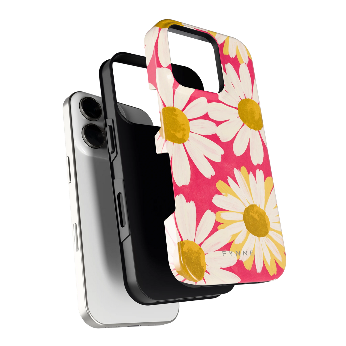 Geschilderde madeliefjes hoesje voor iPhone 16 Pro, los van de telefoon