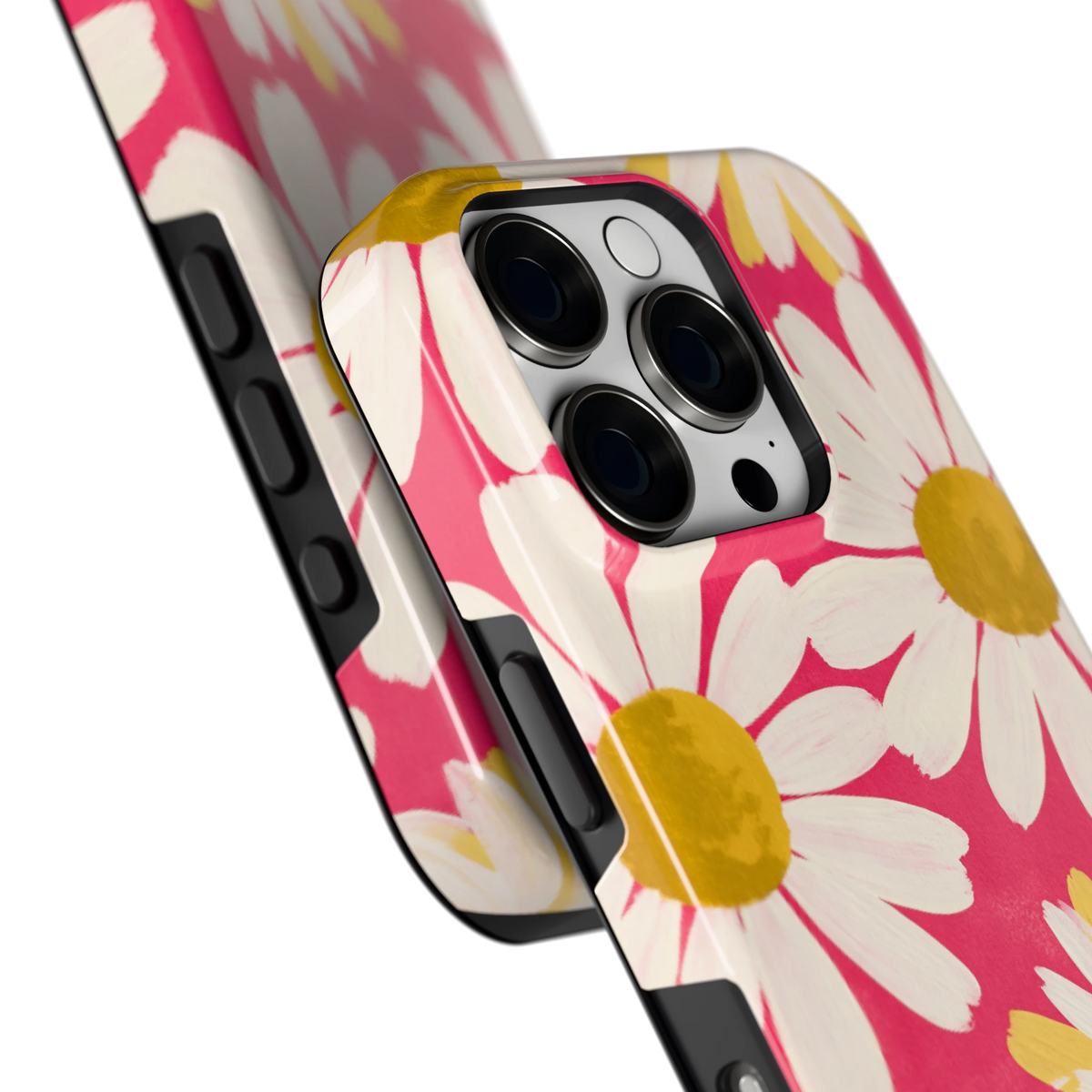 Geschilderde madeliefjes hoesje voor iPhone 16 Pro, close-up