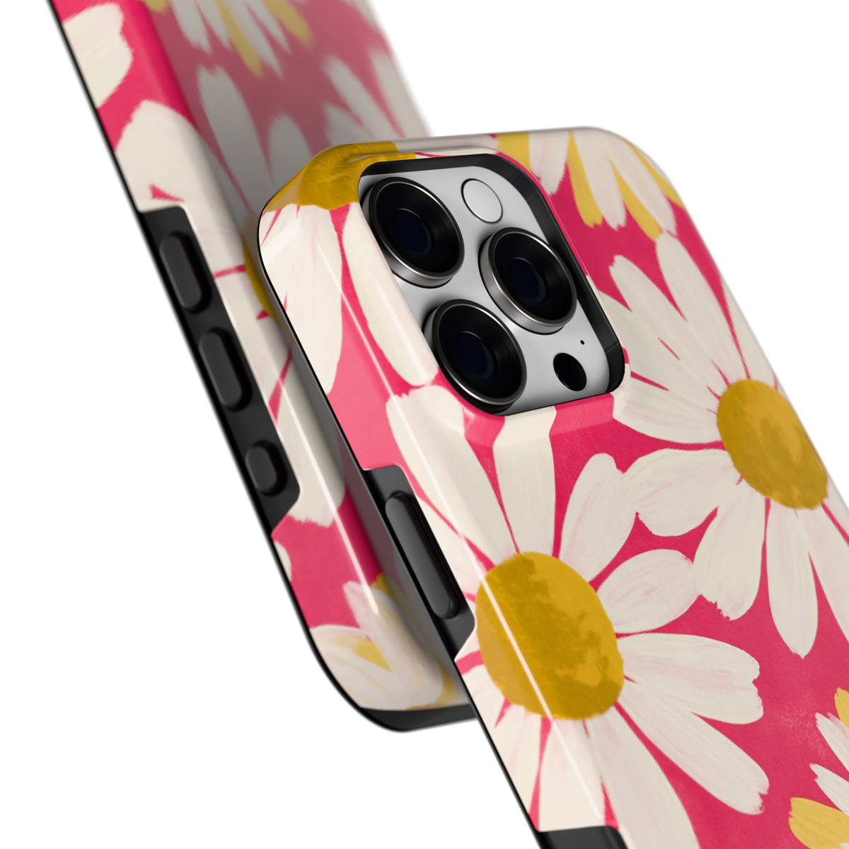 Geschilderde madeliefjes hoesje voor iPhone 16 Pro Max, close-up