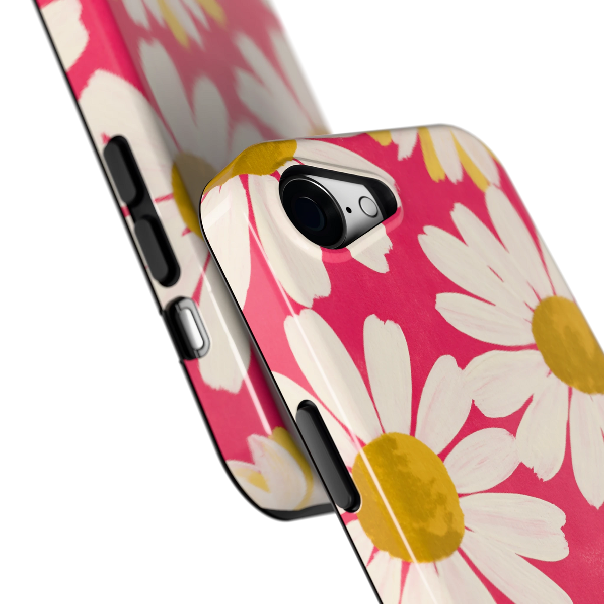 Geschilderde madeliefjes hoesje voor iPhone 16e, close-up
