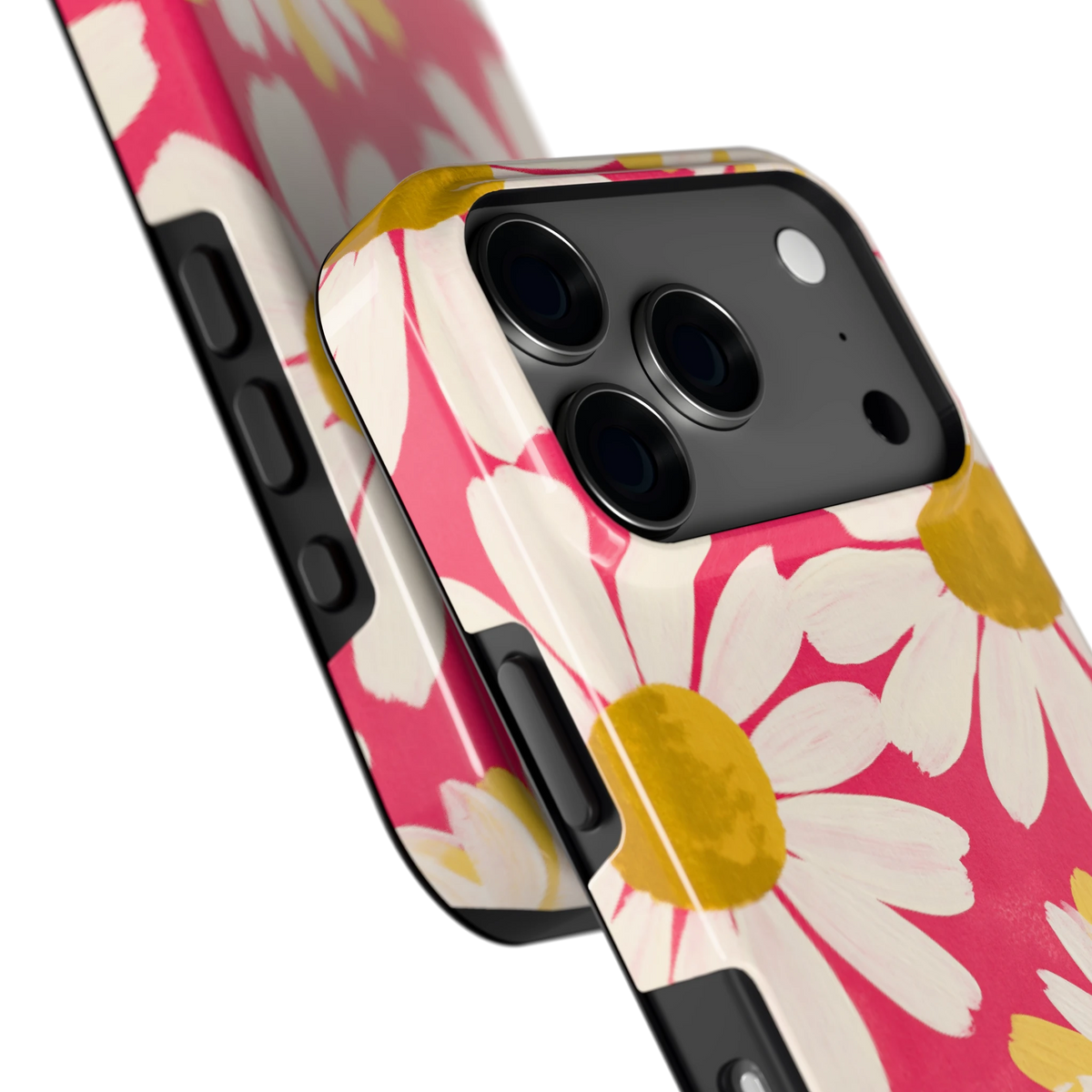 Geschilderde madeliefjes hoesje voor iPhone 17 Pro, close-up
