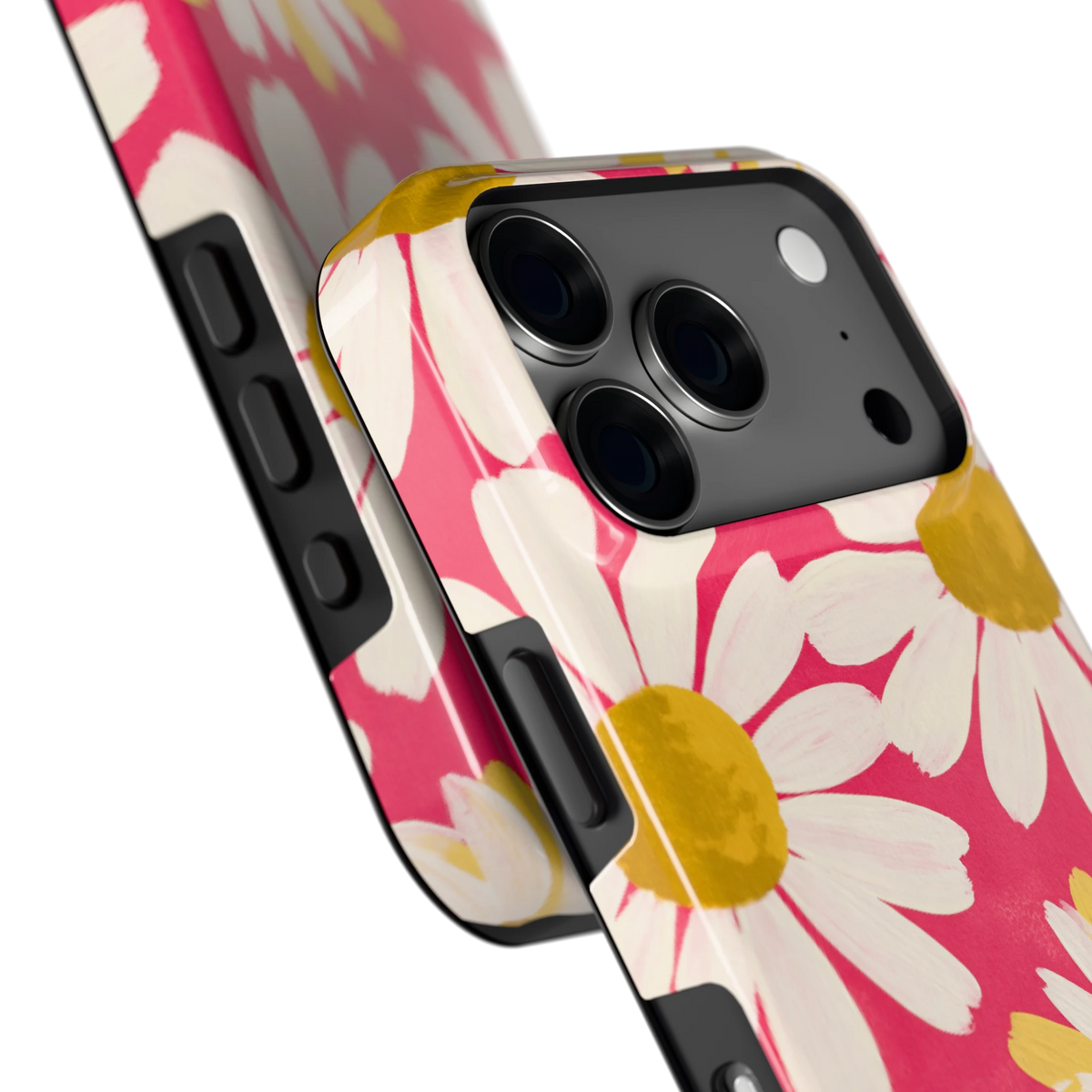 Geschilderde madeliefjes hoesje voor iPhone 18 Pro, close-up