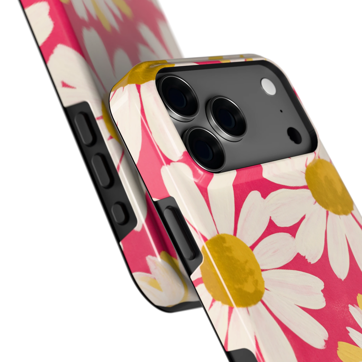 Geschilderde madeliefjes hoesje voor iPhone 18 Pro Max, close-up