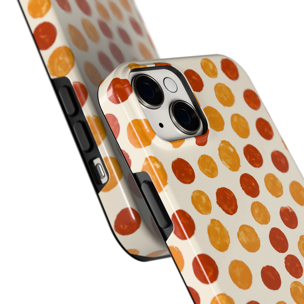 Geverfde Stippen hoesje voor iPhone 14 Plus, close-up