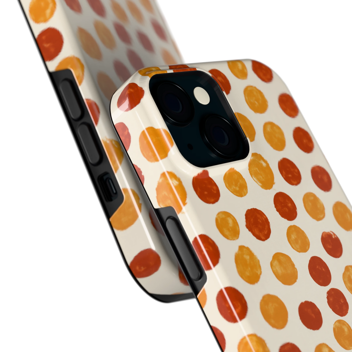 Geverfde Stippen hoesje voor iPhone 15, close-up