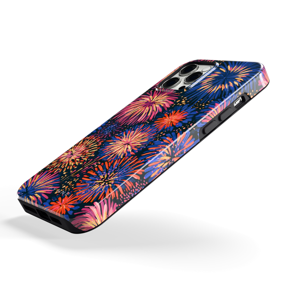 Beschilderd vuurwerk hoesje voor iPhone 12 Pro Max, schuin