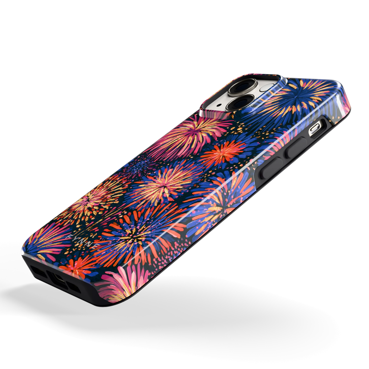 Beschilderd vuurwerk hoesje voor iPhone 13 mini, schuin