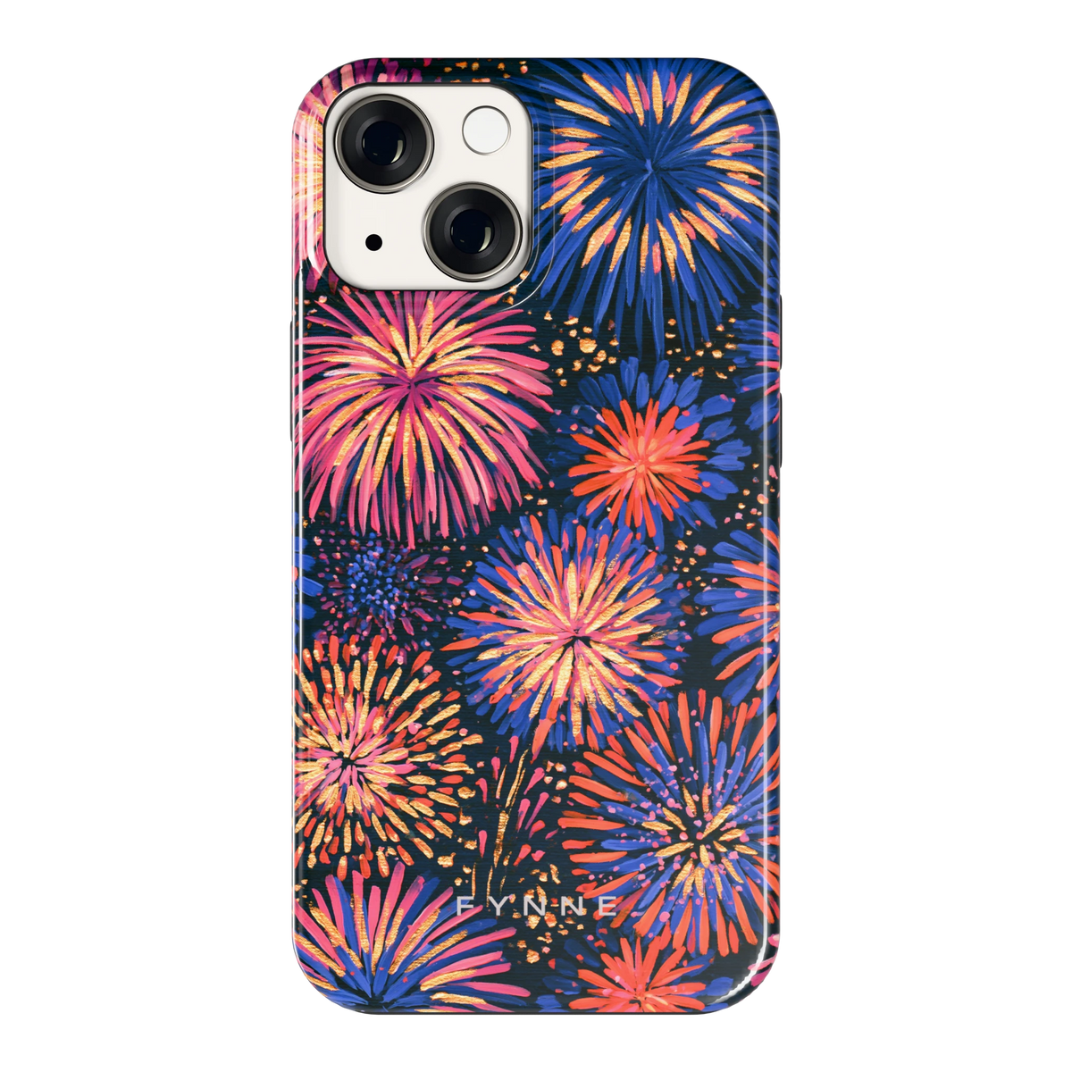 Beschilderd vuurwerk hoesje voor iPhone 13 mini, achterkant