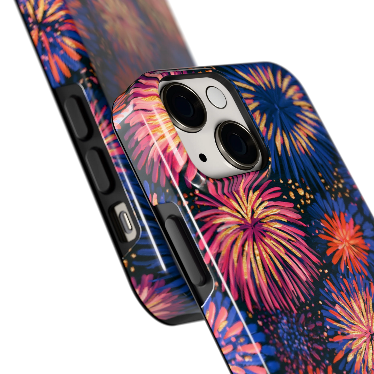 Beschilderd vuurwerk hoesje voor iPhone 13 mini, close-up