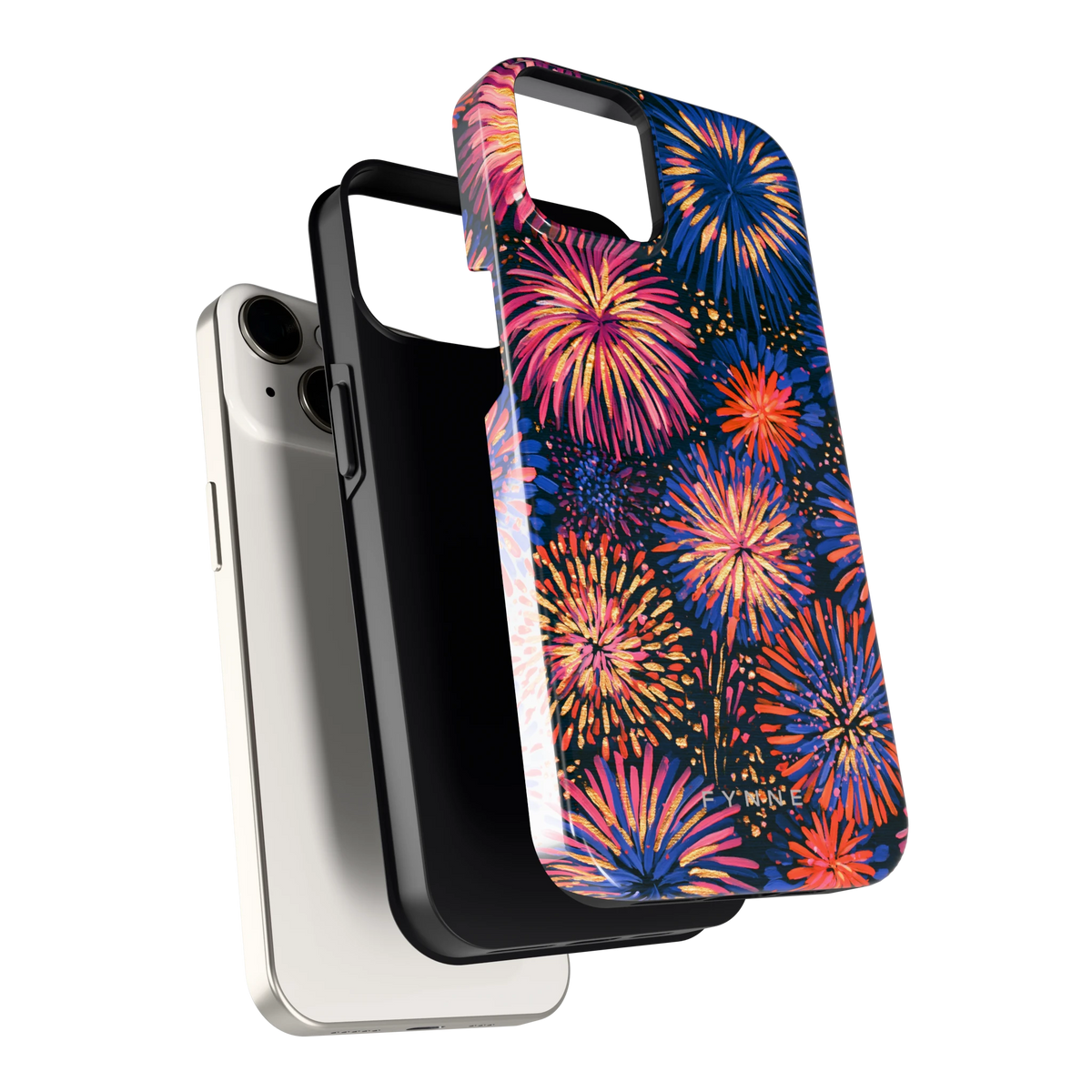 Beschilderd vuurwerk hoesje voor iPhone 14, los van de telefoon