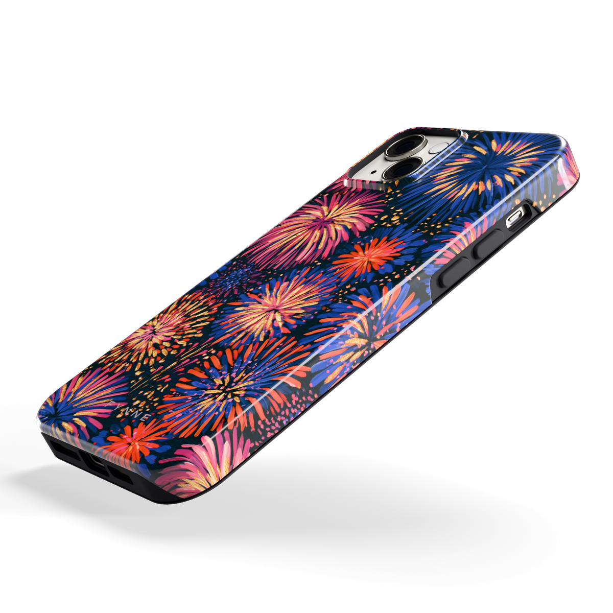 Beschilderd vuurwerk hoesje voor iPhone 14 Plus, schuin