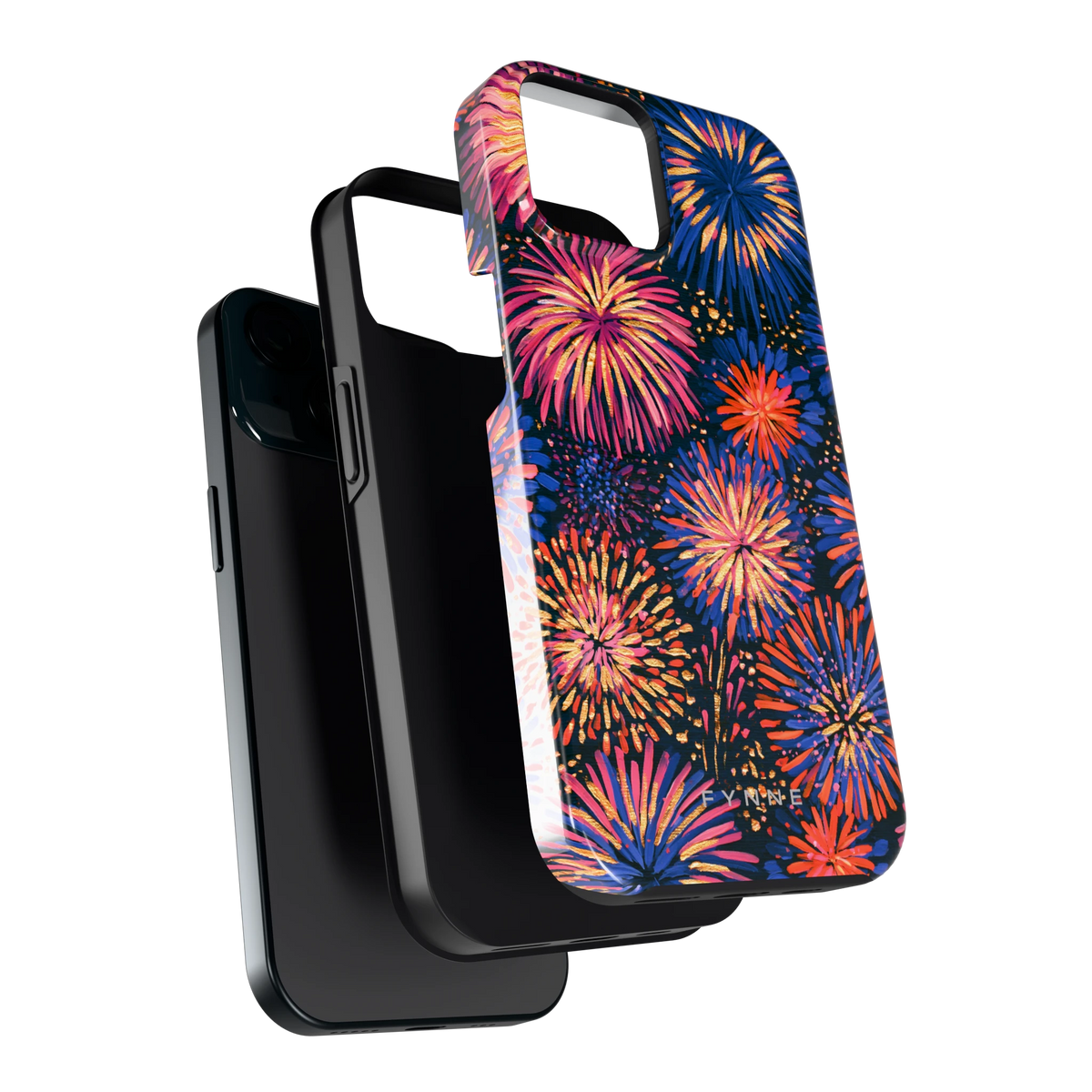 Beschilderd vuurwerk hoesje voor iPhone 15, los van de telefoon