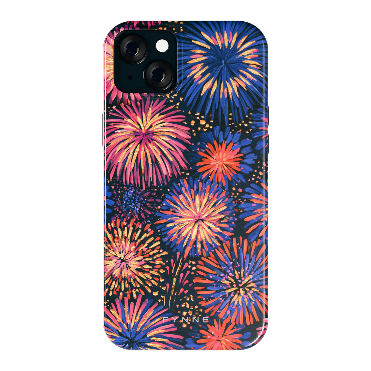 Beschilderd vuurwerk hoesje voor iPhone 15 Plus, achterkant
