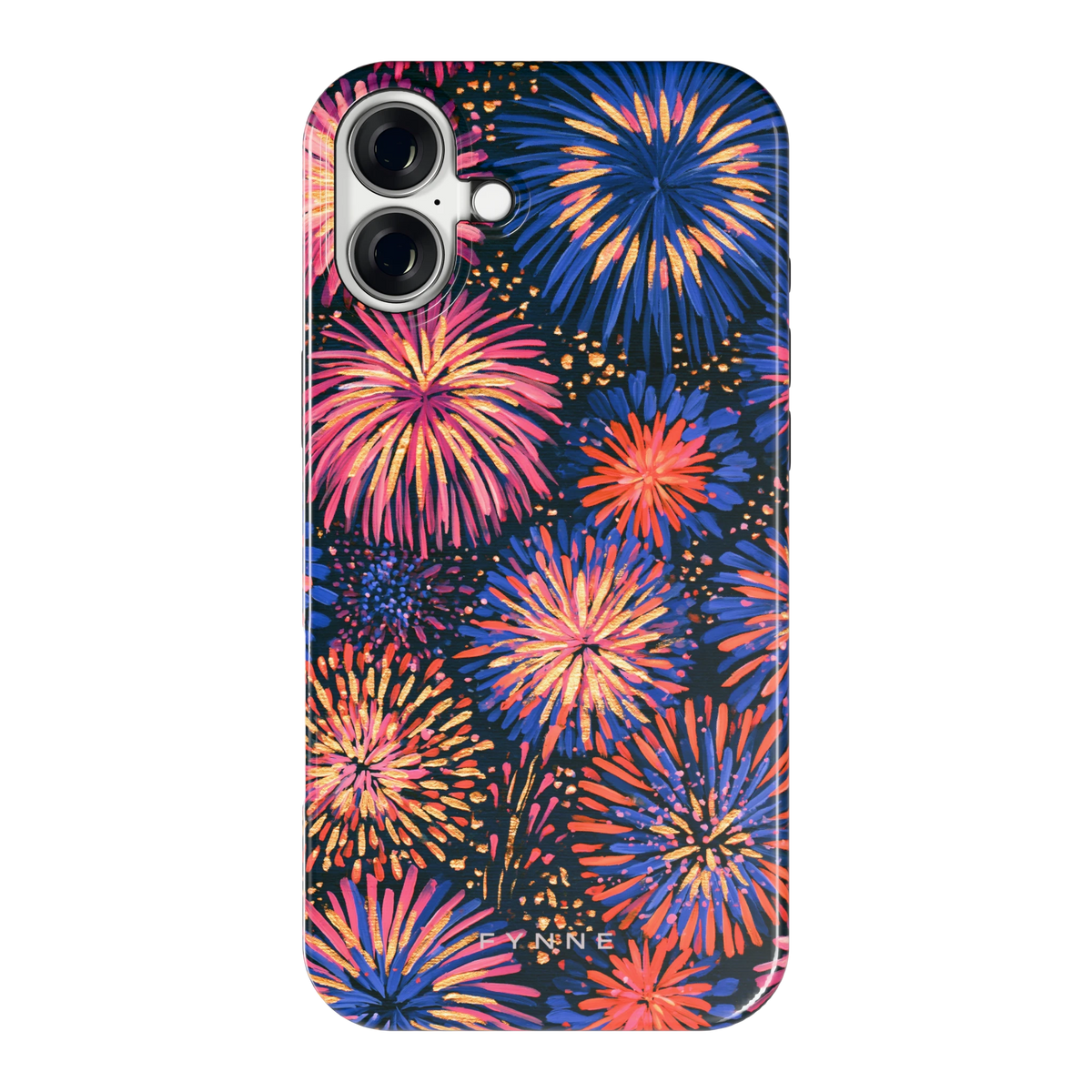 Beschilderd vuurwerk hoesje voor iPhone 16 Plus, achterkant