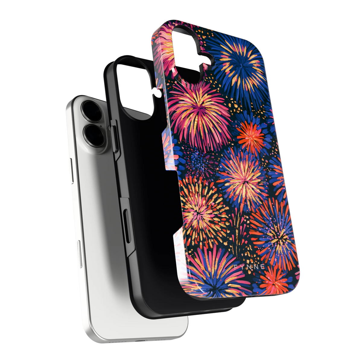 Beschilderd vuurwerk hoesje voor iPhone 16 Plus, los van de telefoon