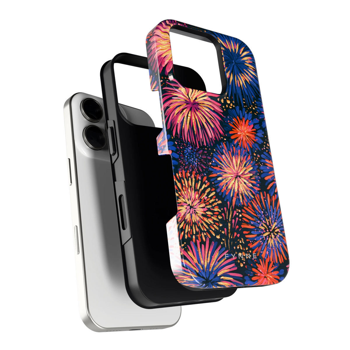 Beschilderd vuurwerk hoesje voor iPhone 16 Pro, los van de telefoon