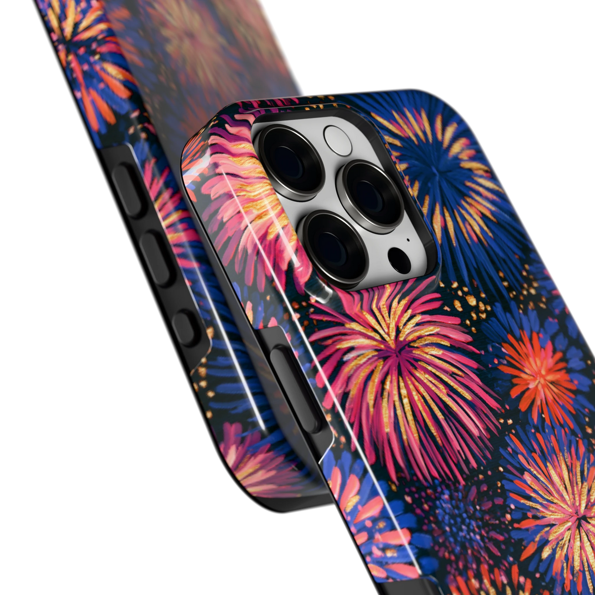 Beschilderd vuurwerk hoesje voor iPhone 16 Pro Max, close-up