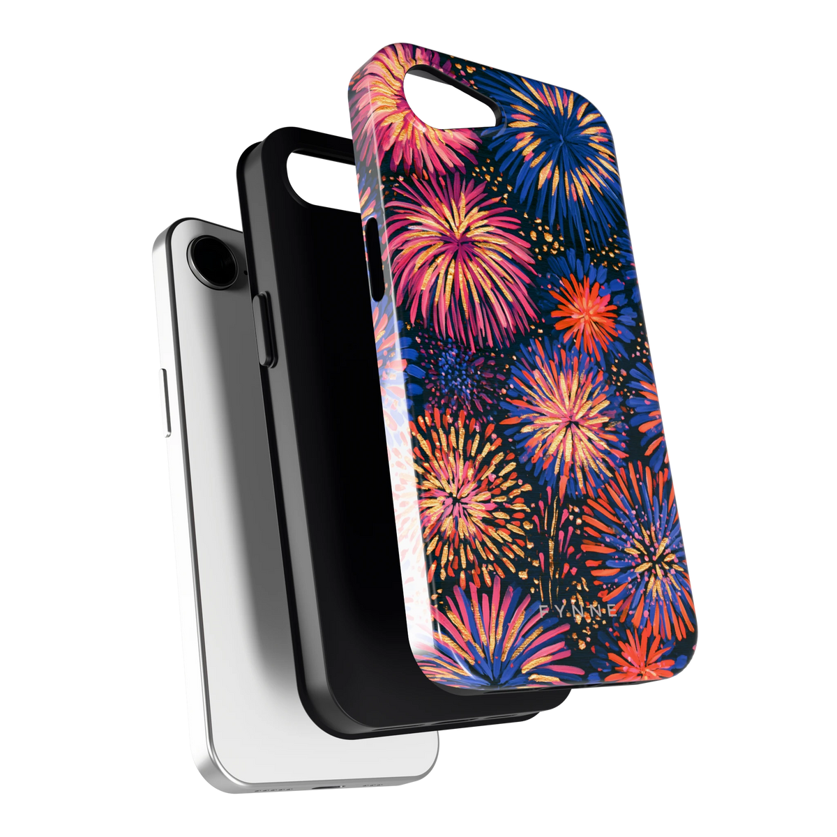 Beschilderd vuurwerk hoesje voor iPhone 16e, los van de telefoon
