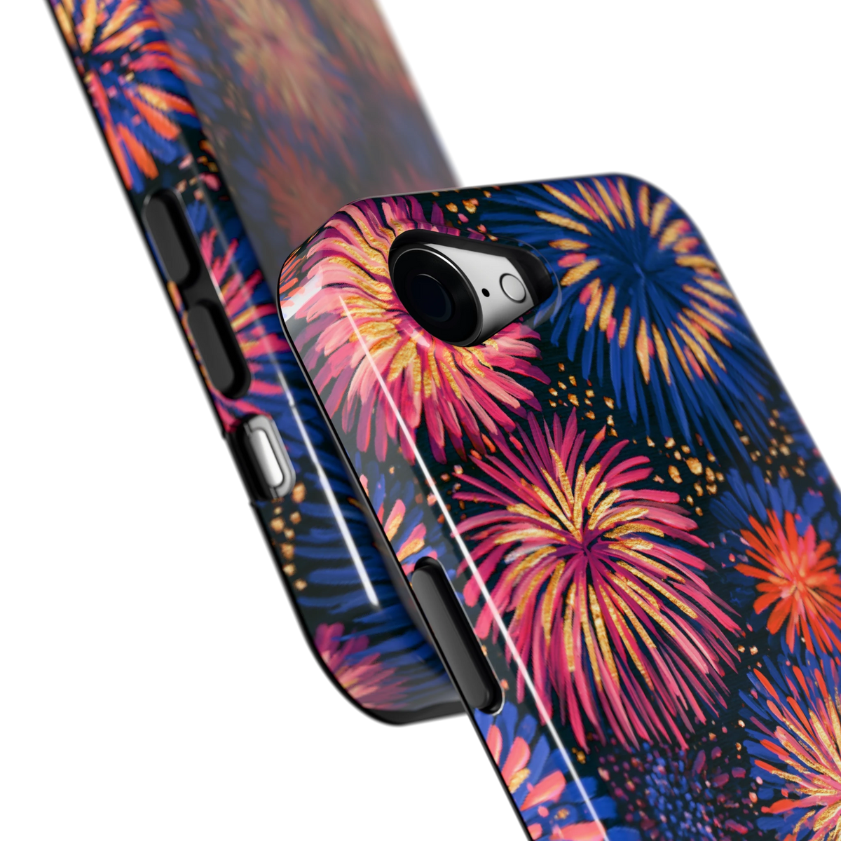 Beschilderd vuurwerk hoesje voor iPhone 16e, close-up