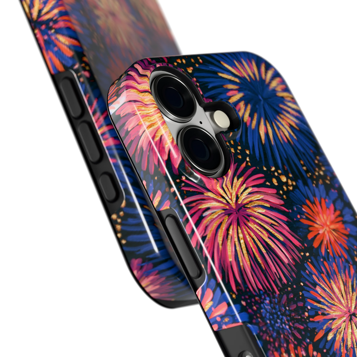 Beschilderd vuurwerk hoesje voor iPhone 17, close-up