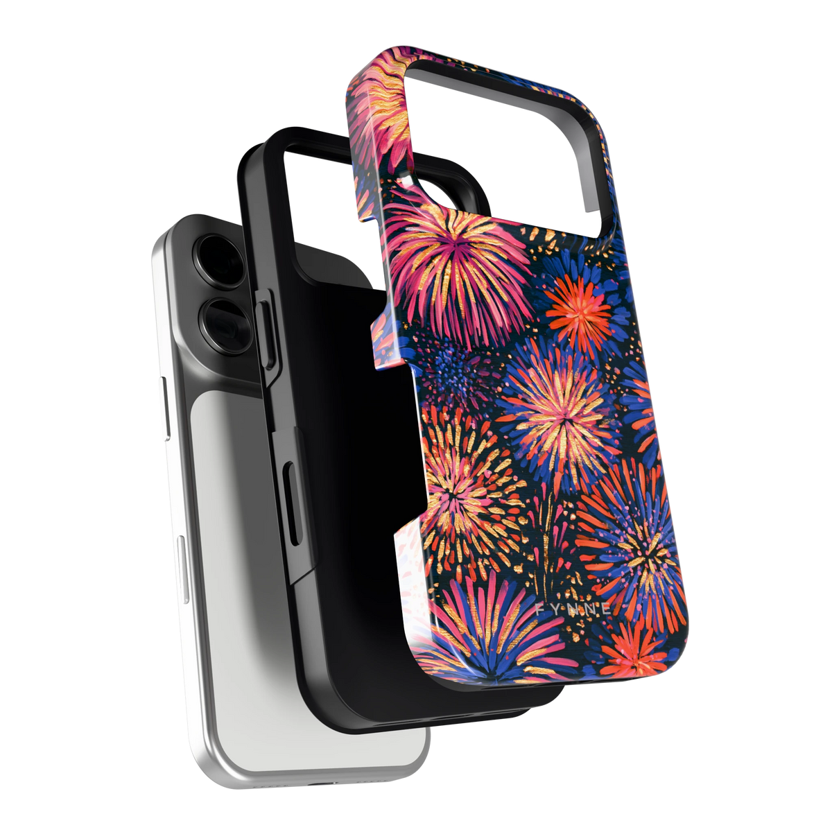 Beschilderd vuurwerk hoesje voor iPhone 17 Pro, los van de telefoon