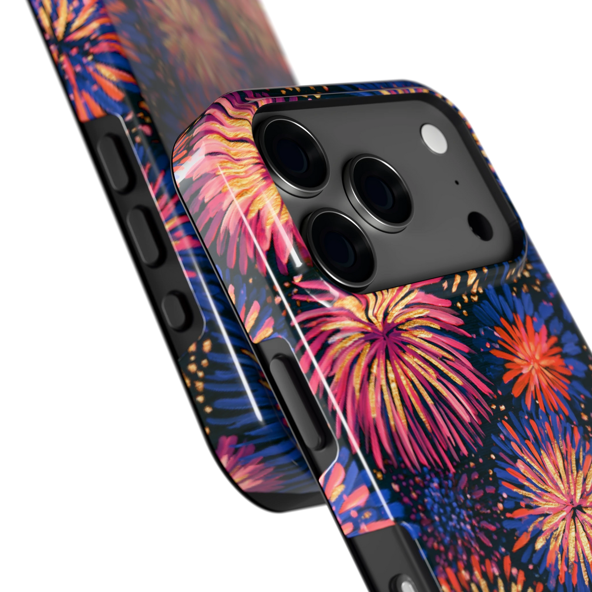 Beschilderd vuurwerk hoesje voor iPhone 17 Pro, close-up