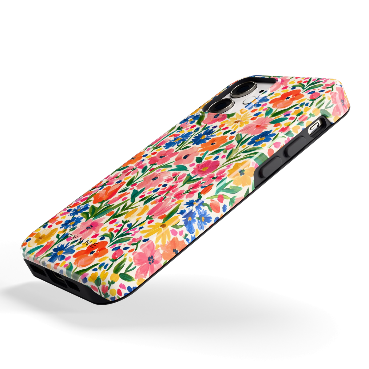 Geschilderd Bloemenveld hoesje voor iPhone 12 mini, schuin
