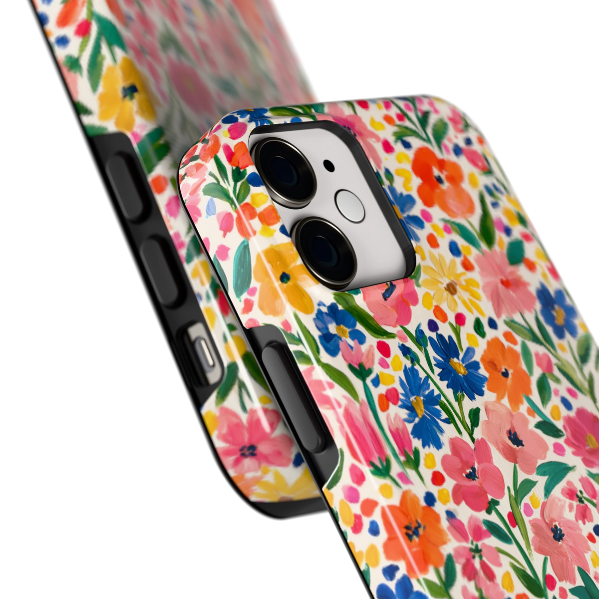 Geschilderd Bloemenveld hoesje voor iPhone 12 mini, close-up