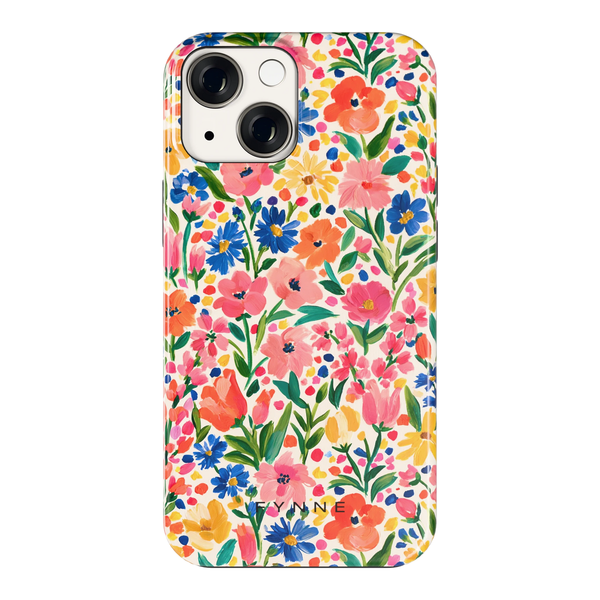 Geschilderd Bloemenveld hoesje voor iPhone 13 mini, achterkant