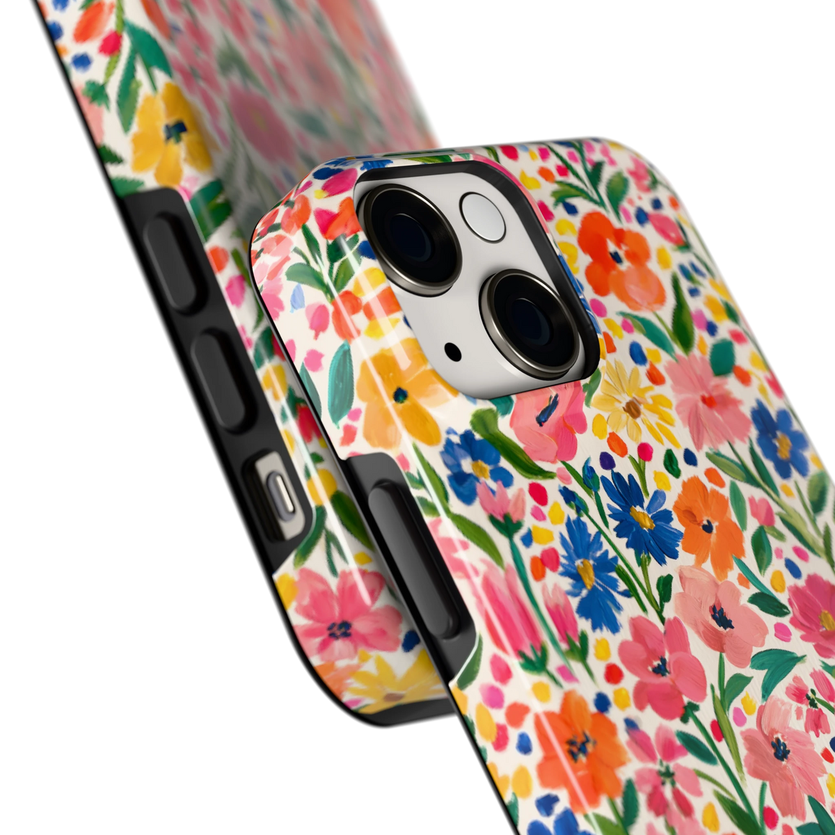 Geschilderd Bloemenveld hoesje voor iPhone 13 mini, close-up