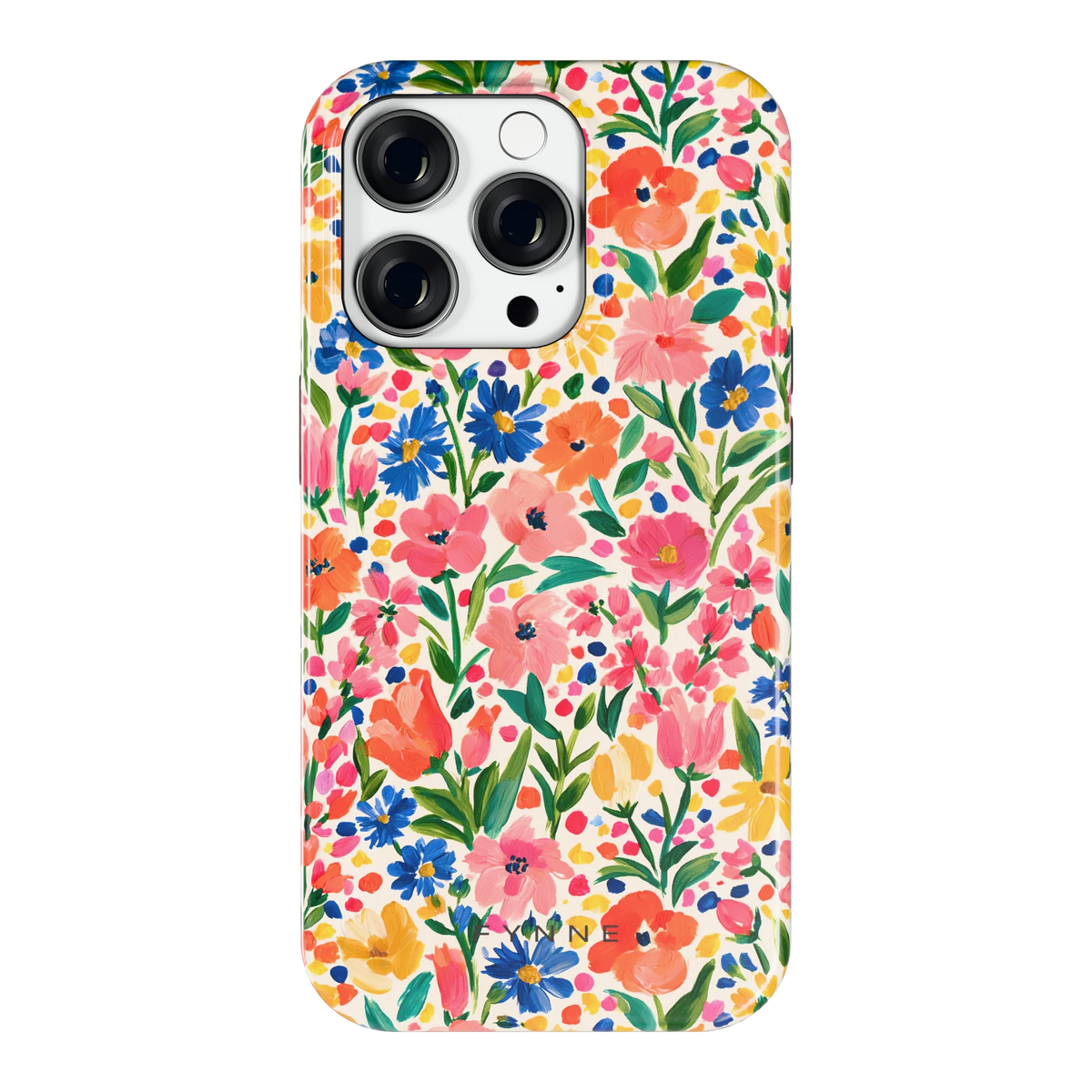 Geschilderd Bloemenveld hoesje voor iPhone 14 Pro, achterkant