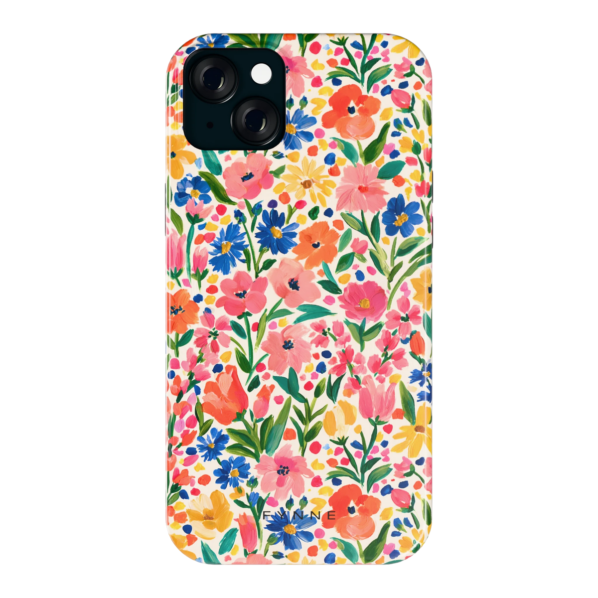 Geschilderd Bloemenveld hoesje voor iPhone 15 Plus, achterkant