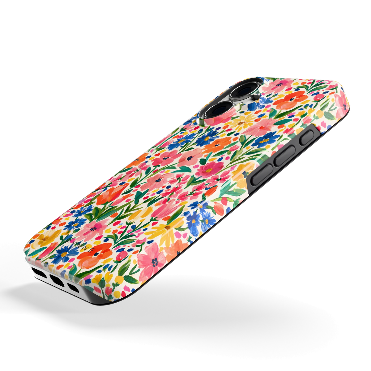 Geschilderd Bloemenveld hoesje voor iPhone 16, schuin