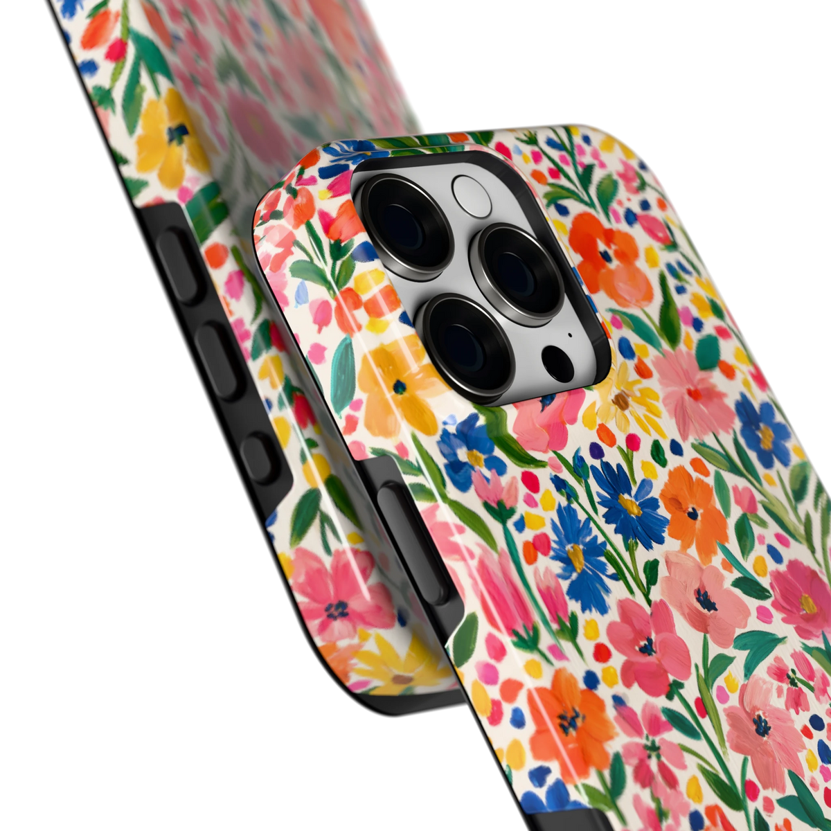 Geschilderd Bloemenveld hoesje voor iPhone 16 Pro Max, close-up