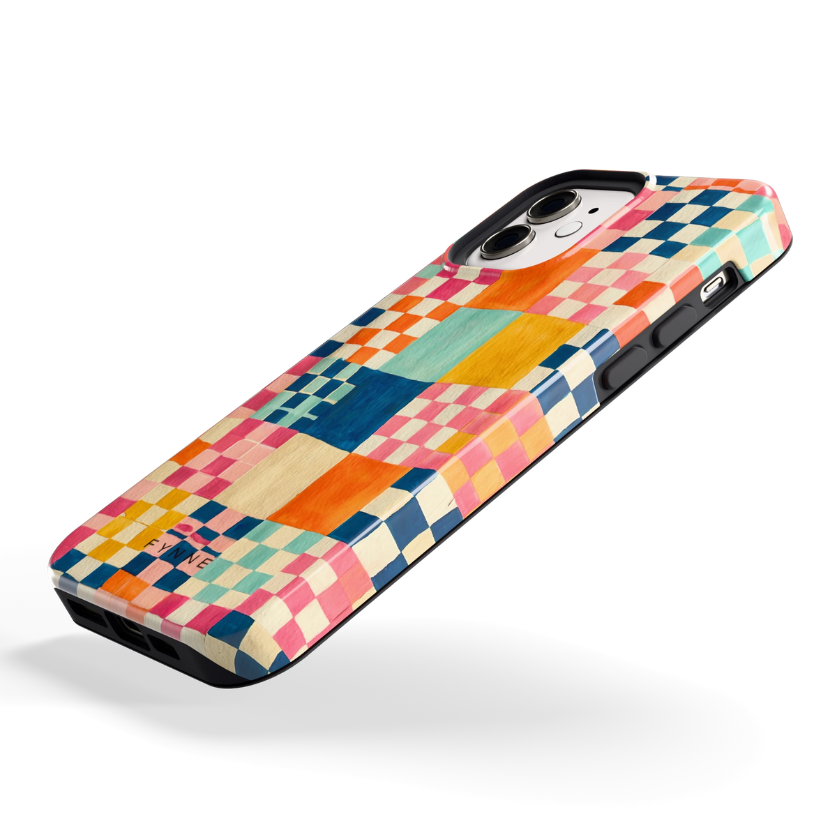 Geschilderd Patchwork hoesje voor iPhone 12, schuin