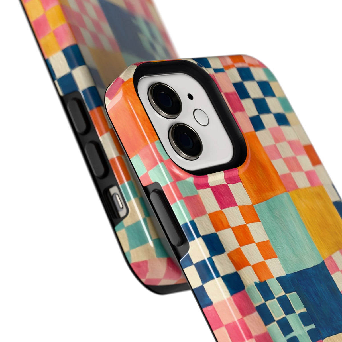 Geschilderd Patchwork hoesje voor iPhone 12, close-up