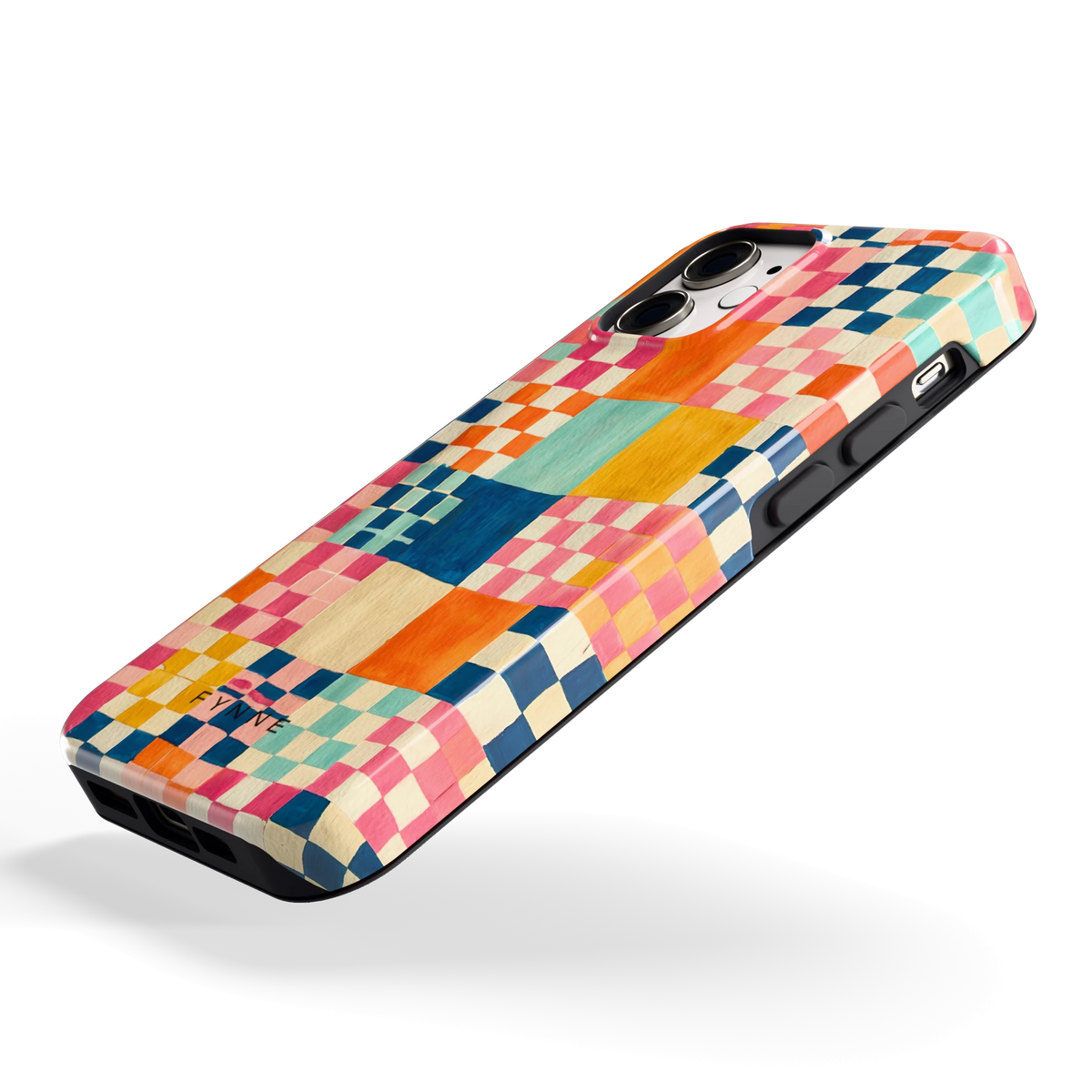 Geschilderd Patchwork hoesje voor iPhone 12 mini, schuin