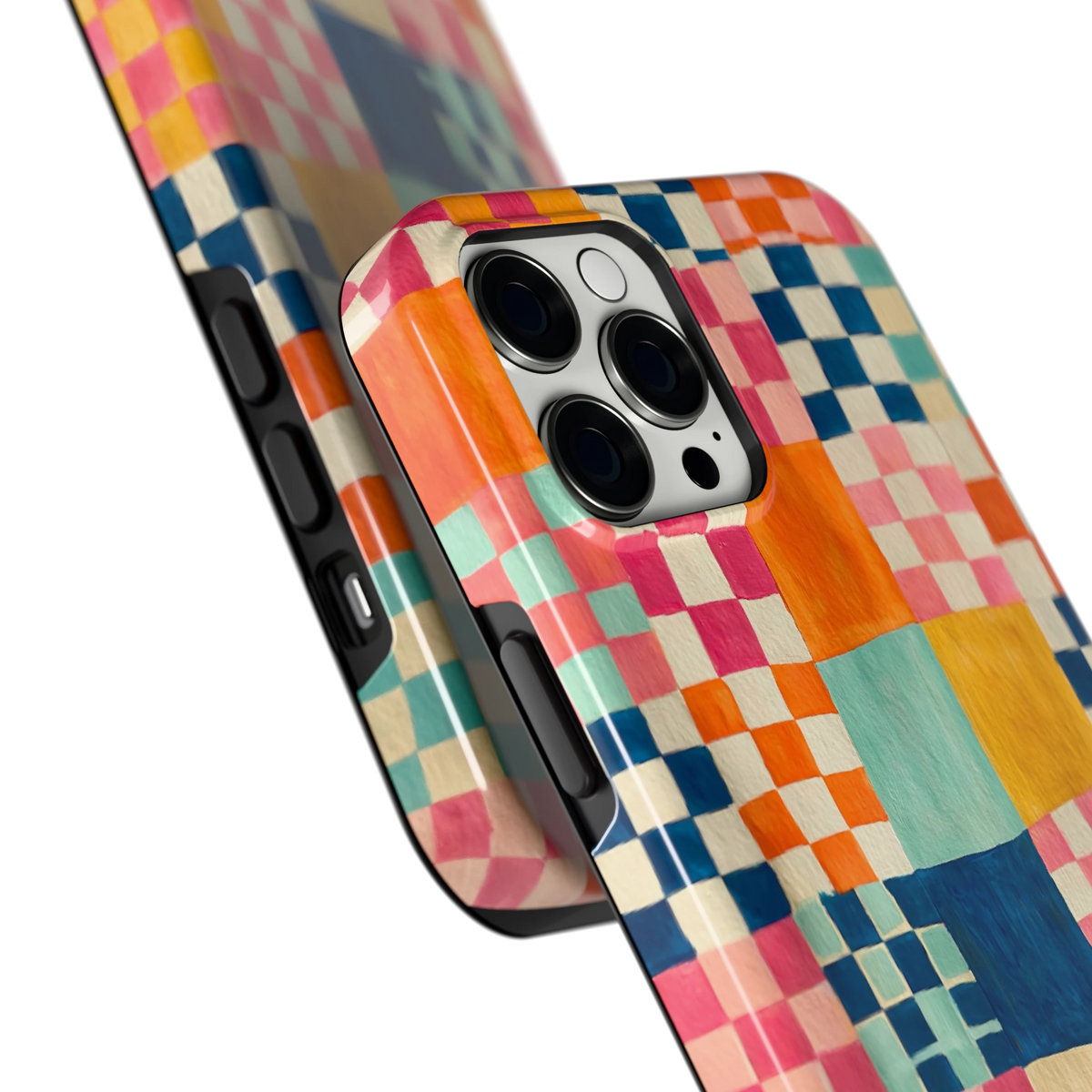 Geschilderd Patchwork hoesje voor iPhone 12 Pro Max, close-up