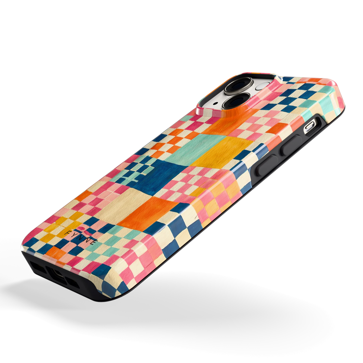 Geschilderd Patchwork hoesje voor iPhone 13 mini, schuin