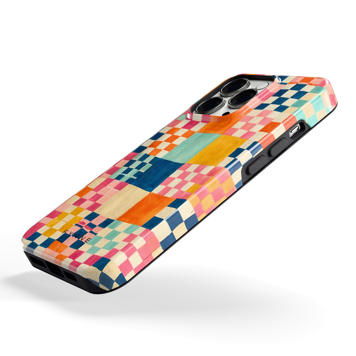 Geschilderd Patchwork hoesje voor iPhone 13 Pro, schuin