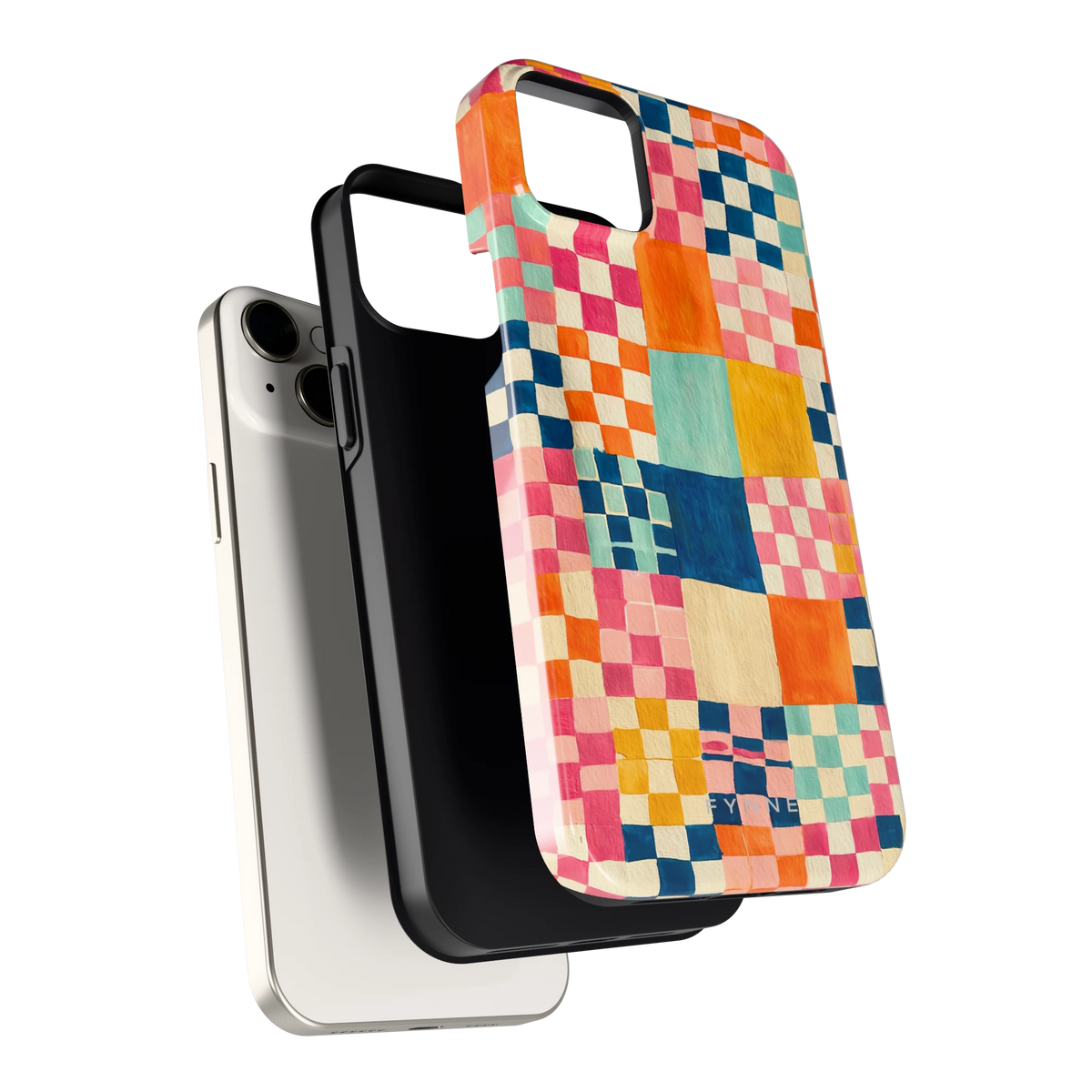 Geschilderd Patchwork hoesje voor iPhone 14 Plus, los van de telefoon