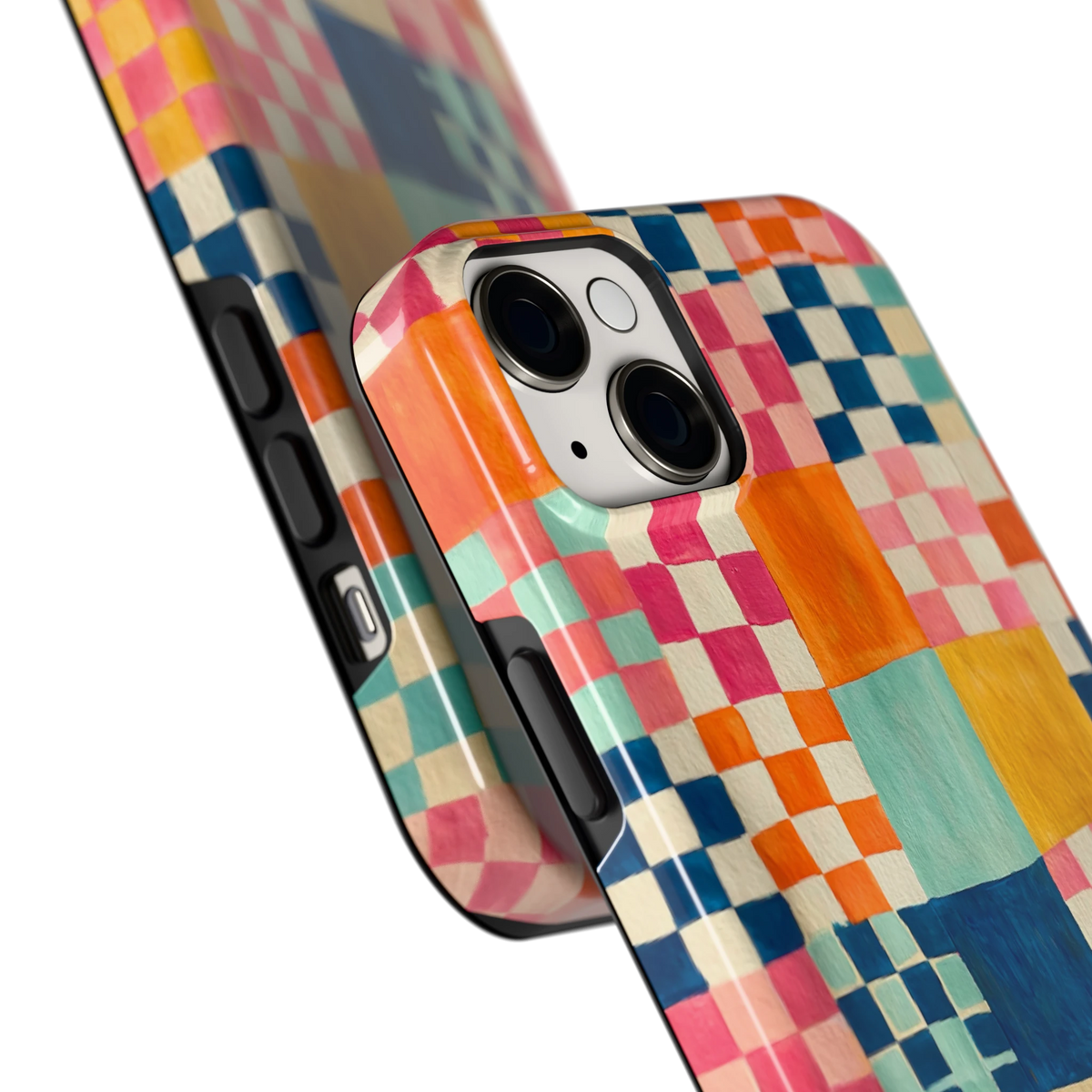 Geschilderd Patchwork hoesje voor iPhone 14 Plus, close-up