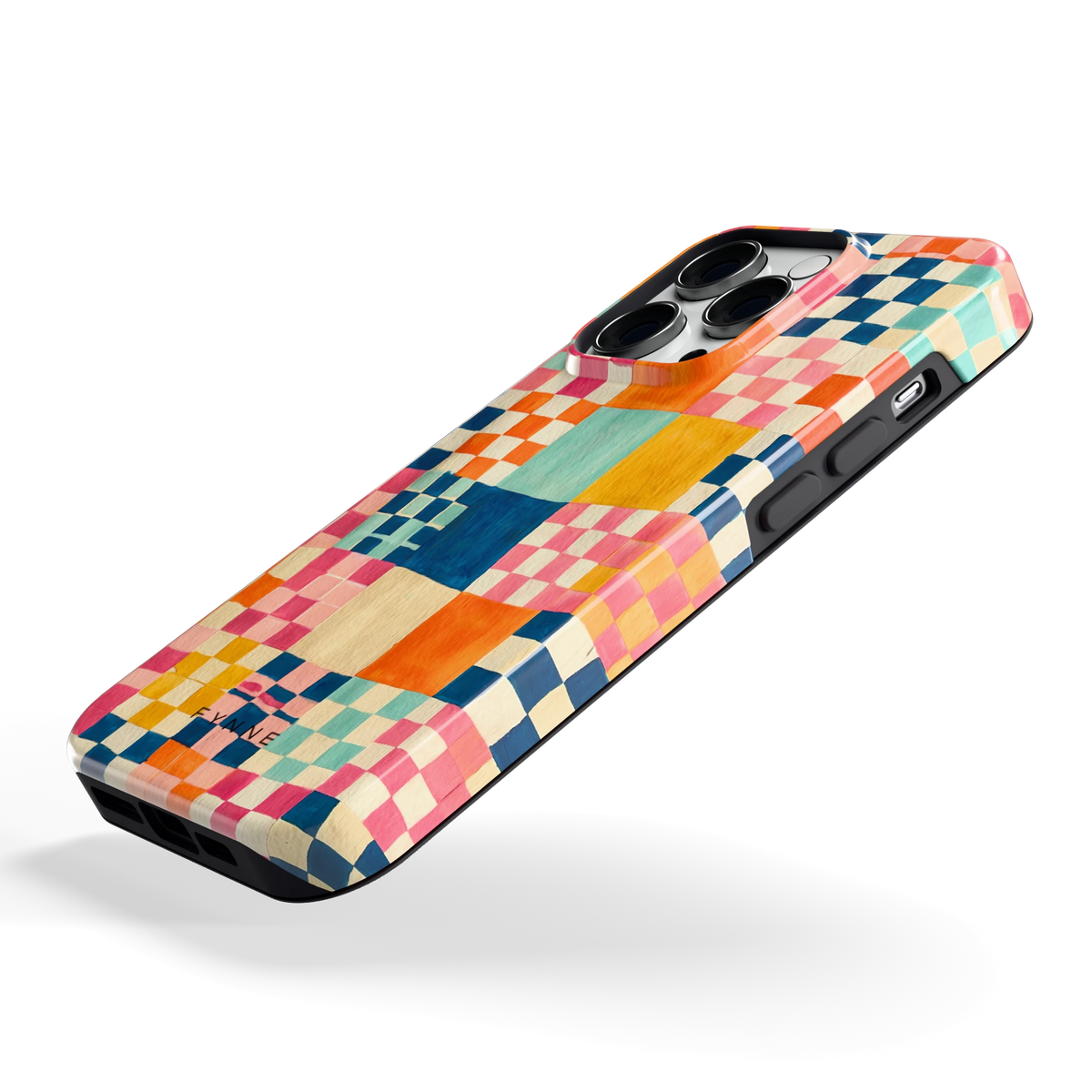 Geschilderd Patchwork hoesje voor iPhone 14 Pro, schuin