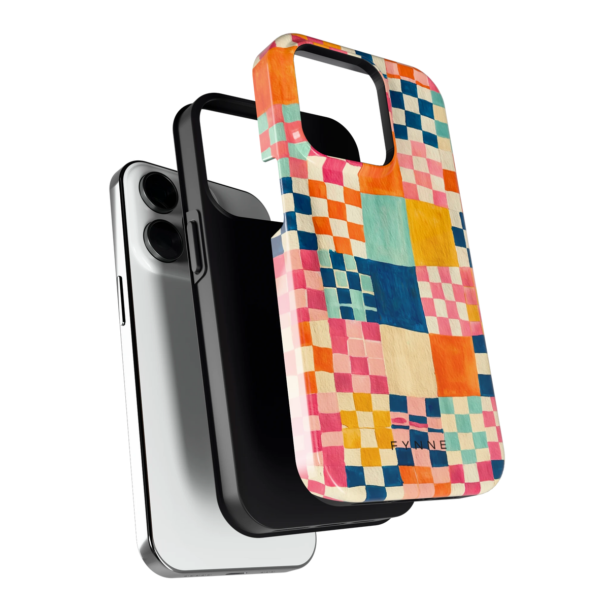 Geschilderd Patchwork hoesje voor iPhone 14 Pro, los van de telefoon