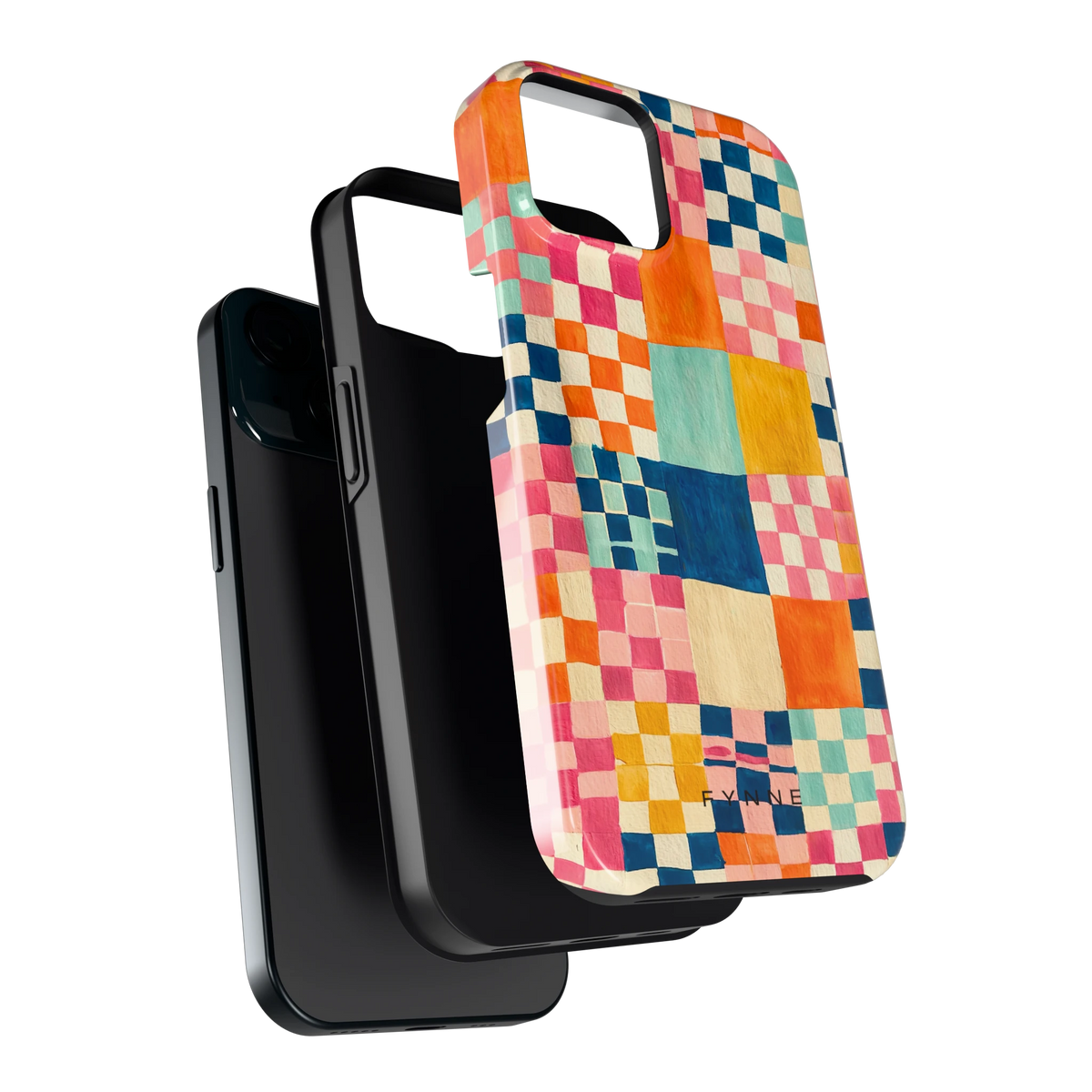 Geschilderd Patchwork hoesje voor iPhone 15, los van de telefoon