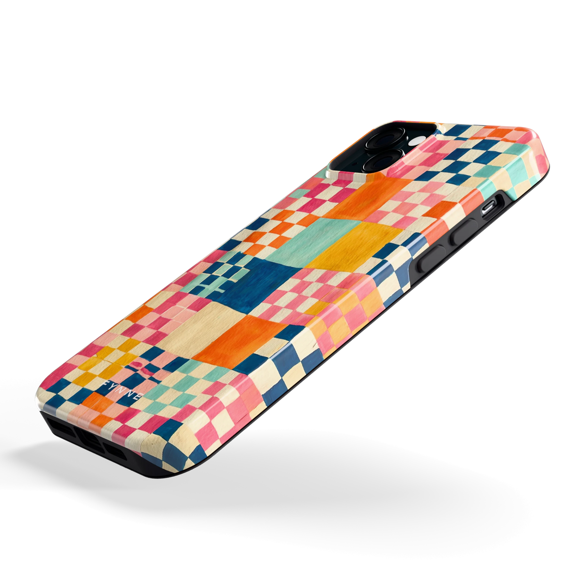 Geschilderd Patchwork hoesje voor iPhone 15 Plus, schuin