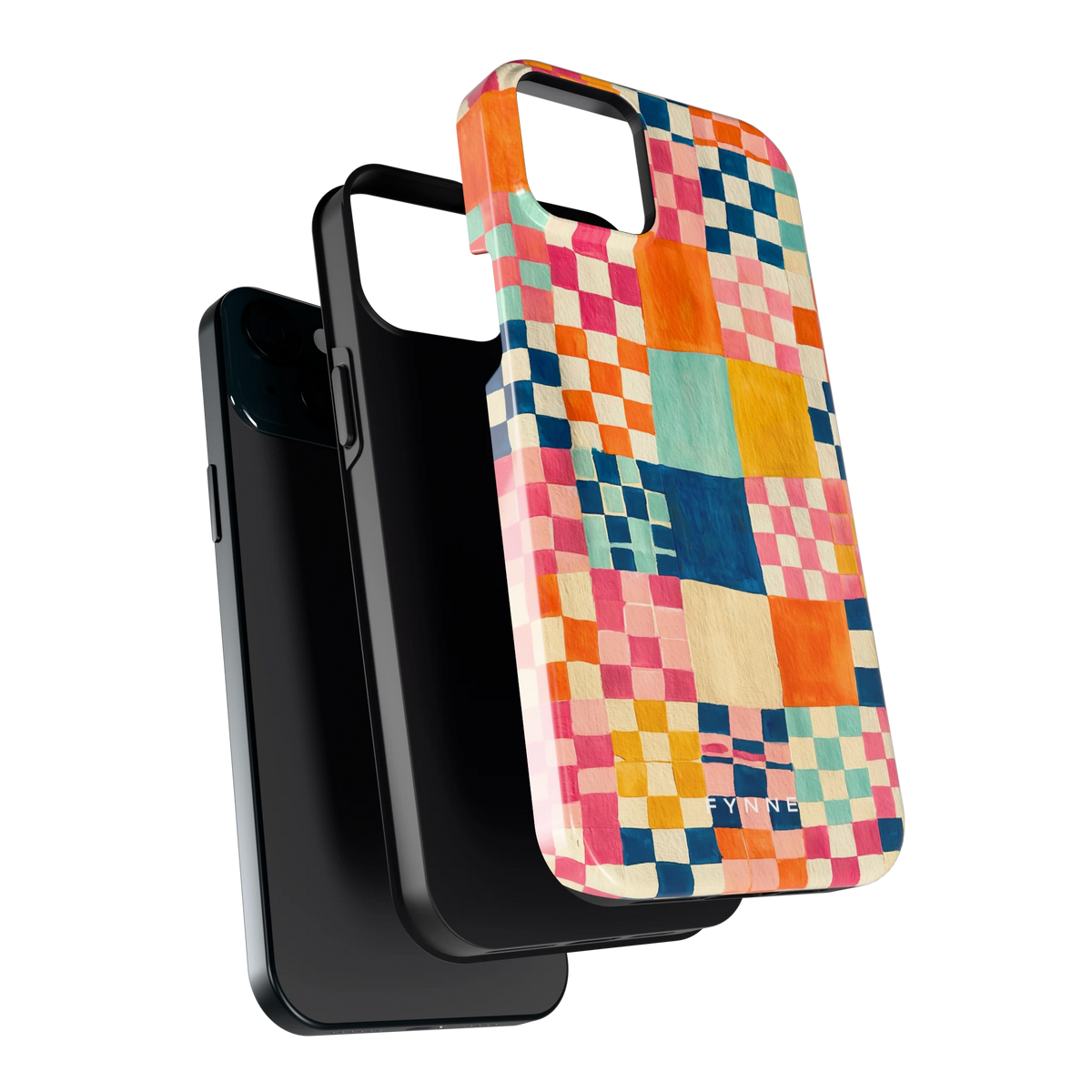Geschilderd Patchwork hoesje voor iPhone 15 Plus, los van de telefoon