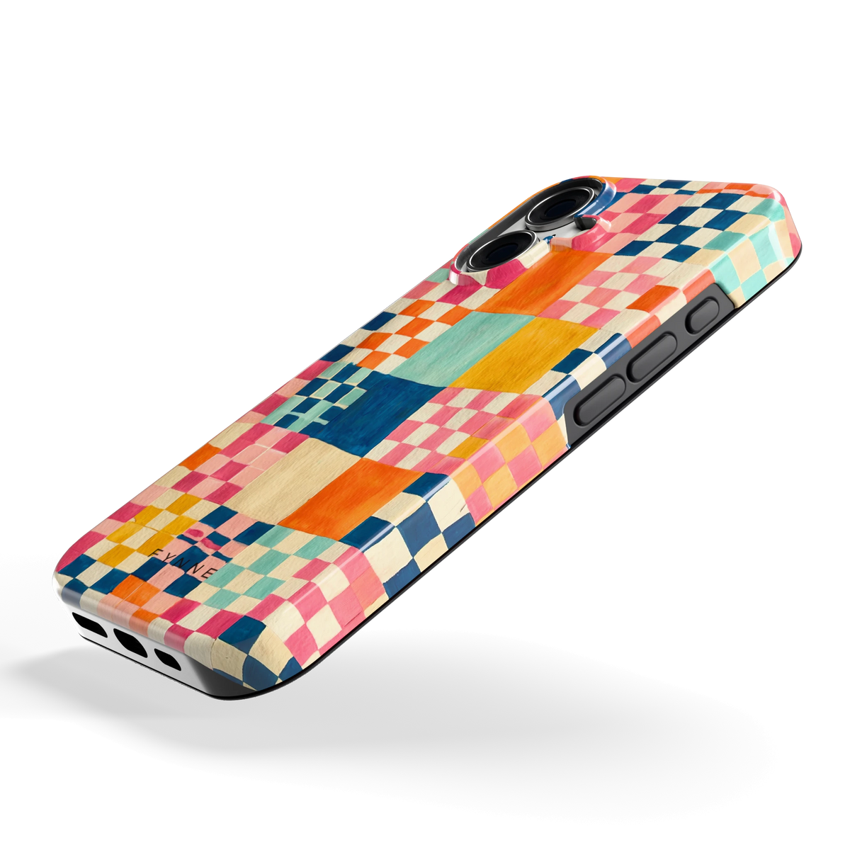 Geschilderd Patchwork hoesje voor iPhone 16, schuin